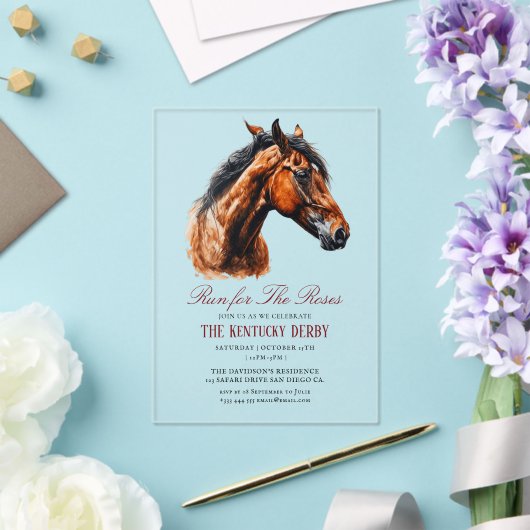 Invitations En Acrylique se présenter à l'invitation du Derby Party rose (Insitu (Mariage))