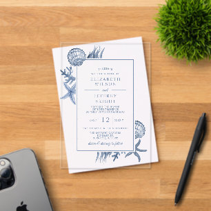 Invitations En Acrylique Seashells Ocean Beach Mariage