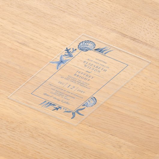 Invitations En Acrylique Seashells Ocean Beach Mariage (Poser)