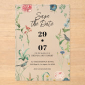 Invitations En Acrylique Secret Garden Wildflowers Wedding Save The Date (Recto)