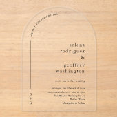 Invitations En Acrylique Selena minimaliste Arch Mariage moderne (Recto)
