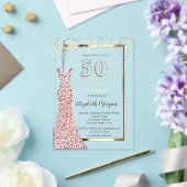 Invitations En Acrylique Sequins Robe Rose Or 50e Anniversaire (Insitu (Mariage))