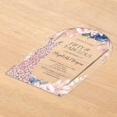 Invitations En Acrylique Sequins Robe Rose Or Floral 50e anniversaire (Poser)