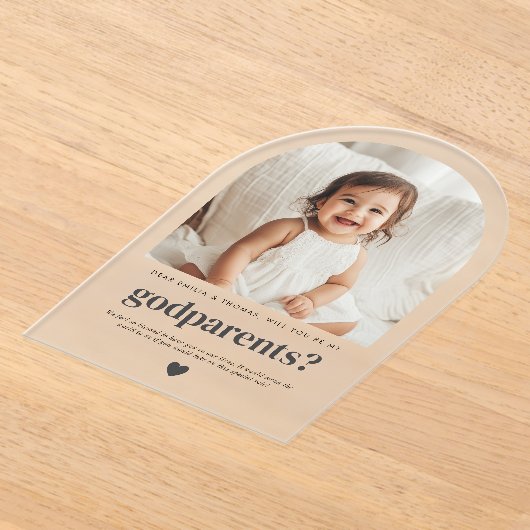 Invitations En Acrylique Serez-Vous Mes Godparents Arch Photo Proposition (Poser)
