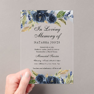 Invitations En Acrylique Service commémoratif en acrylique clair feuille fl