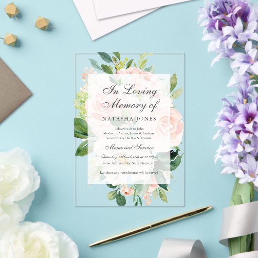 Invitations En Acrylique Service Mémorial Acrylique transparent à feuille f (Insitu (Mariage))