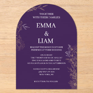 Invitations En Acrylique Serviettes en papier florales élégantes violettes