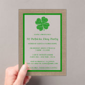 Invitations En Acrylique Shamrock & Burlap St. Patrick's Day (In situ (ordinateur de poche))
