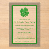 Invitations En Acrylique Shamrock & Burlap St. Patrick's Day (Recto)