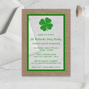 Invitations En Acrylique Shamrock & Burlap St. Patrick's Day