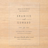 Invitations En Acrylique Shanice Mariage moderne Enregistrer la date (Recto)