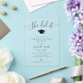 Invitations En Acrylique SHE DID IT! Modern Script Graduation Party (Insitu (Mariage))