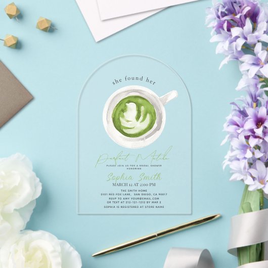 Invitations En Acrylique She found her Perfect Matcha Bridal Shower (Insitu (Mariage))