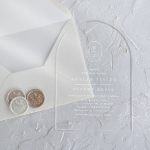 Invitations En Acrylique SHYLAH Monogramme Blanc Mariage Bohème Moderne Uni