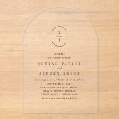 Invitations En Acrylique SHYLAH Monogramme Simple Boho Moderne Mariage uniq (Recto)