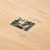 Invitations En Acrylique Side H Photo moderne Enregistrer la date (Poser)