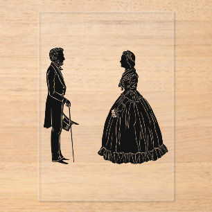 Invitations En Acrylique silhouette d'abraham lincoln et de mary todd linco