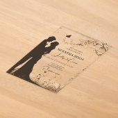 Invitations En Acrylique Silhouette de marié et de mariée  (Poser)