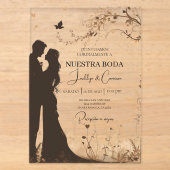 Invitations En Acrylique Silhouette de marié et de mariée  (Recto)