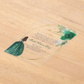 Invitations En Acrylique Silhouette de Quinceanera vert émeraude (Poser)