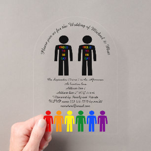 Invitations En Acrylique Silhouette d'homme gay LGBTQ et personnalisation d
