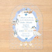 Invitations En Acrylique Silly Goose Whimsical Bow Baby Boy Shower (Recto)