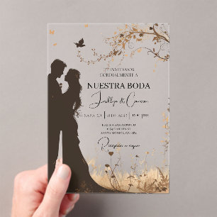 Invitations En Acrylique Silueta de novio y novia