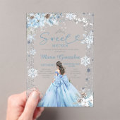 Invitations En Acrylique Silver and Blue Christmas Sweet Sixteen Birthday (In situ (ordinateur de poche))