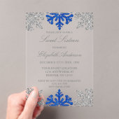Invitations En Acrylique Silver Blue Snowflake hiver Sweet 16 (In situ (ordinateur de poche))