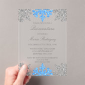 Invitations En Acrylique Silver Blue Snowflake Quinceanera hiver (In situ (ordinateur de poche))
