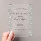 Invitations En Acrylique Silver Sparkle Diamonds Partie de retraite en ivoi (In situ (ordinateur de poche))