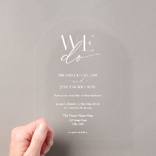 Invitations En Acrylique Simple Blanc Élégant Minimaliste NOUS Faisons Mari