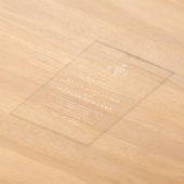 Invitations En Acrylique Simple Blanc Moderne Monogramme Mariage Clair (Poser)