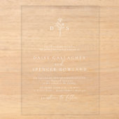 Invitations En Acrylique Simple Blanc Moderne Monogramme Mariage Clair (Recto)