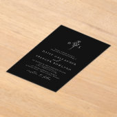 Invitations En Acrylique Simple Blanc Moderne Monogramme Mariage Noir (Poser)