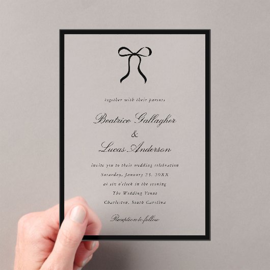 Invitations En Acrylique Simple Bow Classic Wedding (In situ (ordinateur de poche))