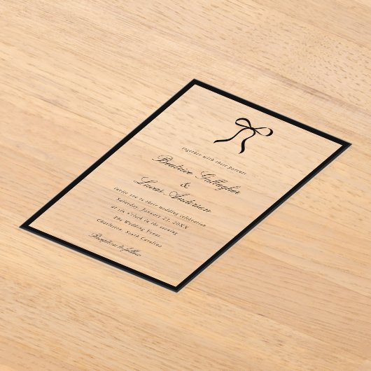 Invitations En Acrylique Simple Bow Classic Wedding (Poser)