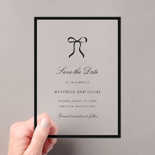 Invitations En Acrylique Simple Bow Classic Wedding Save the Date (In situ (ordinateur de poche))
