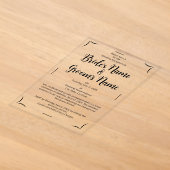 Invitations En Acrylique Simple calligraphie écriture noir et blanc mariage (Poser)