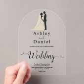 Invitations En Acrylique Simple calligraphie noir et blanc Mariage romantiq (In situ (ordinateur de poche))