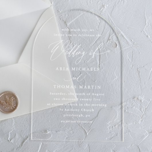 Invitations En Acrylique Simple Calligraphie Script Mariage minimaliste
