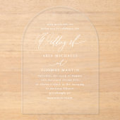 Invitations En Acrylique Simple Calligraphie Script Mariage minimaliste (Recto)
