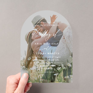 Invitations En Acrylique Simple Calligraphie Script Minimaliste Photo Maria