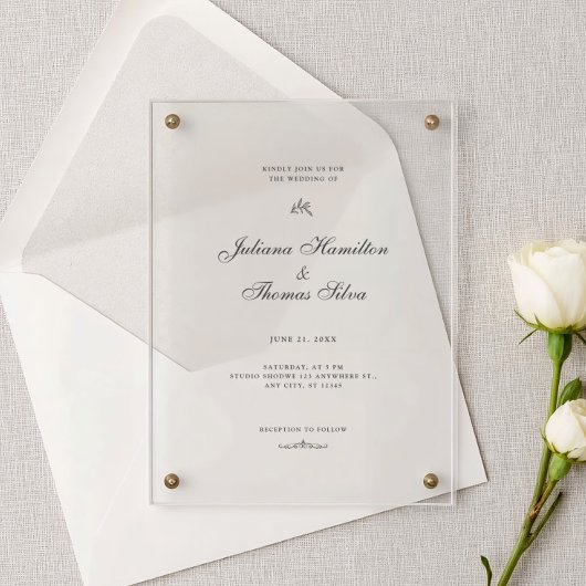 Invitations En Acrylique Simple Calligraphy Minimalist Wedding