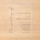 Invitations En Acrylique Simple Calligraphy Wedding (Recto)