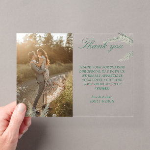 Invitations En Acrylique Simple carte de remerciement de mariage photo Coup
