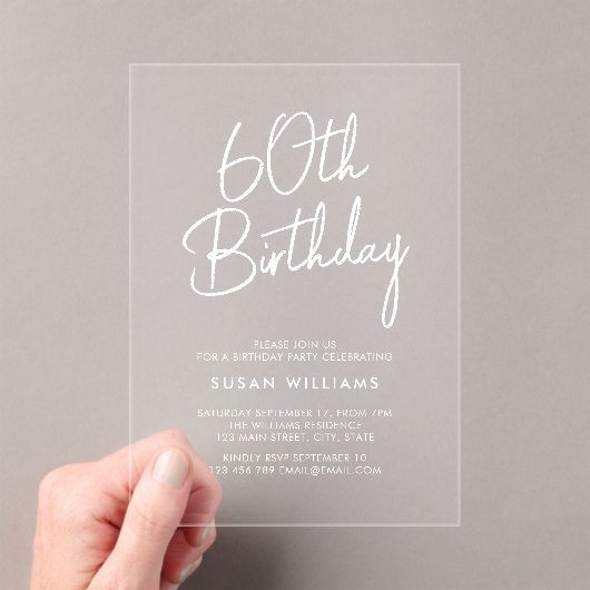 Invitations En Acrylique Simple chic moderne 60e anniversaire (In situ (ordinateur de poche))