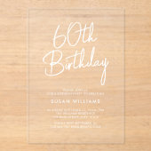 Invitations En Acrylique Simple chic moderne 60e anniversaire (Recto)