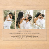 Invitations En Acrylique Simple Collage Photo Mariage élégant (Recto)