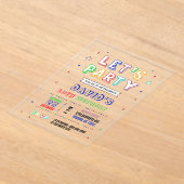 Invitations En Acrylique Simple Colorful Birthday (Poser)